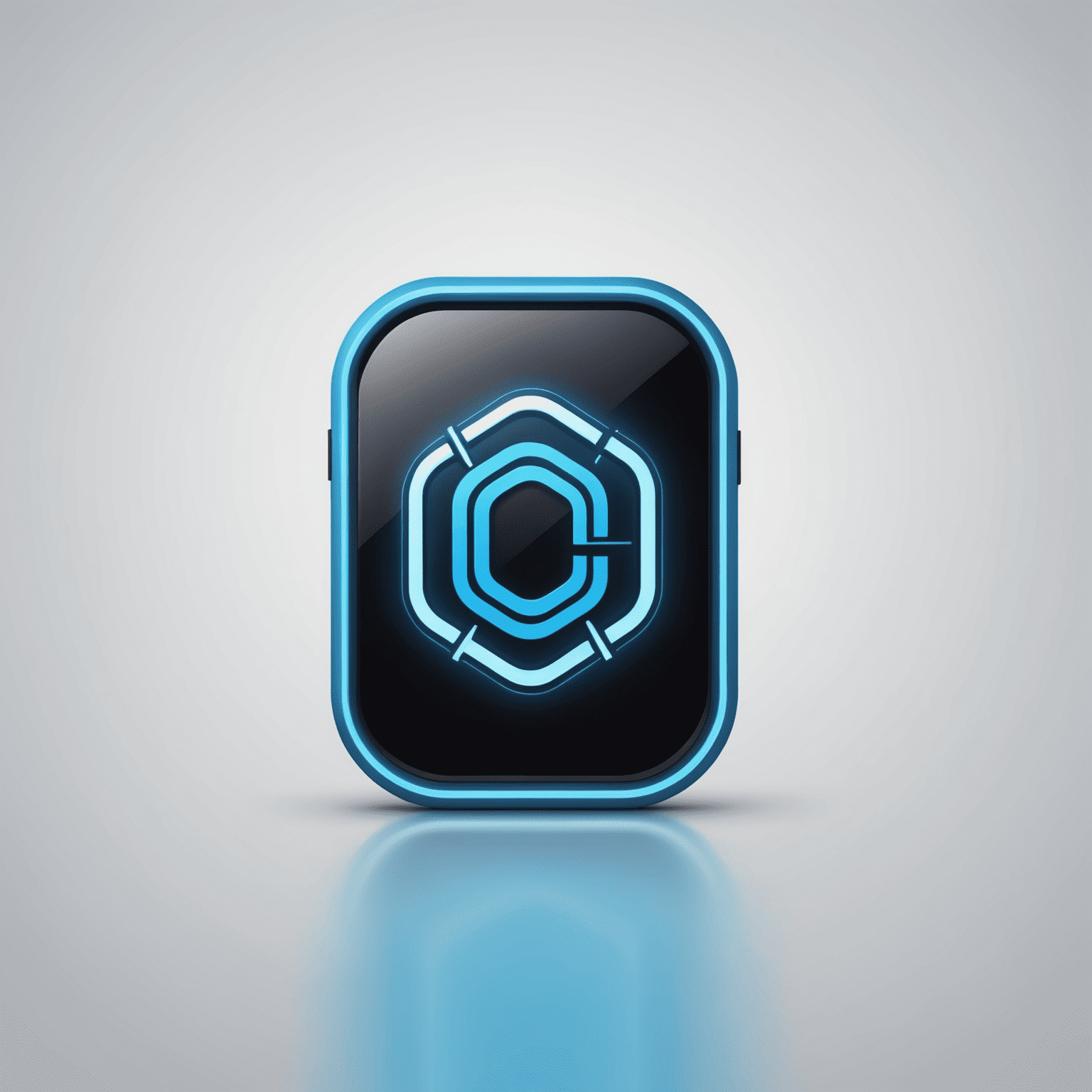 MobiCaress شعار - شركة حلول الاتصالات المتنقلة مع تصميم عصري وألوان نيون زرقاء