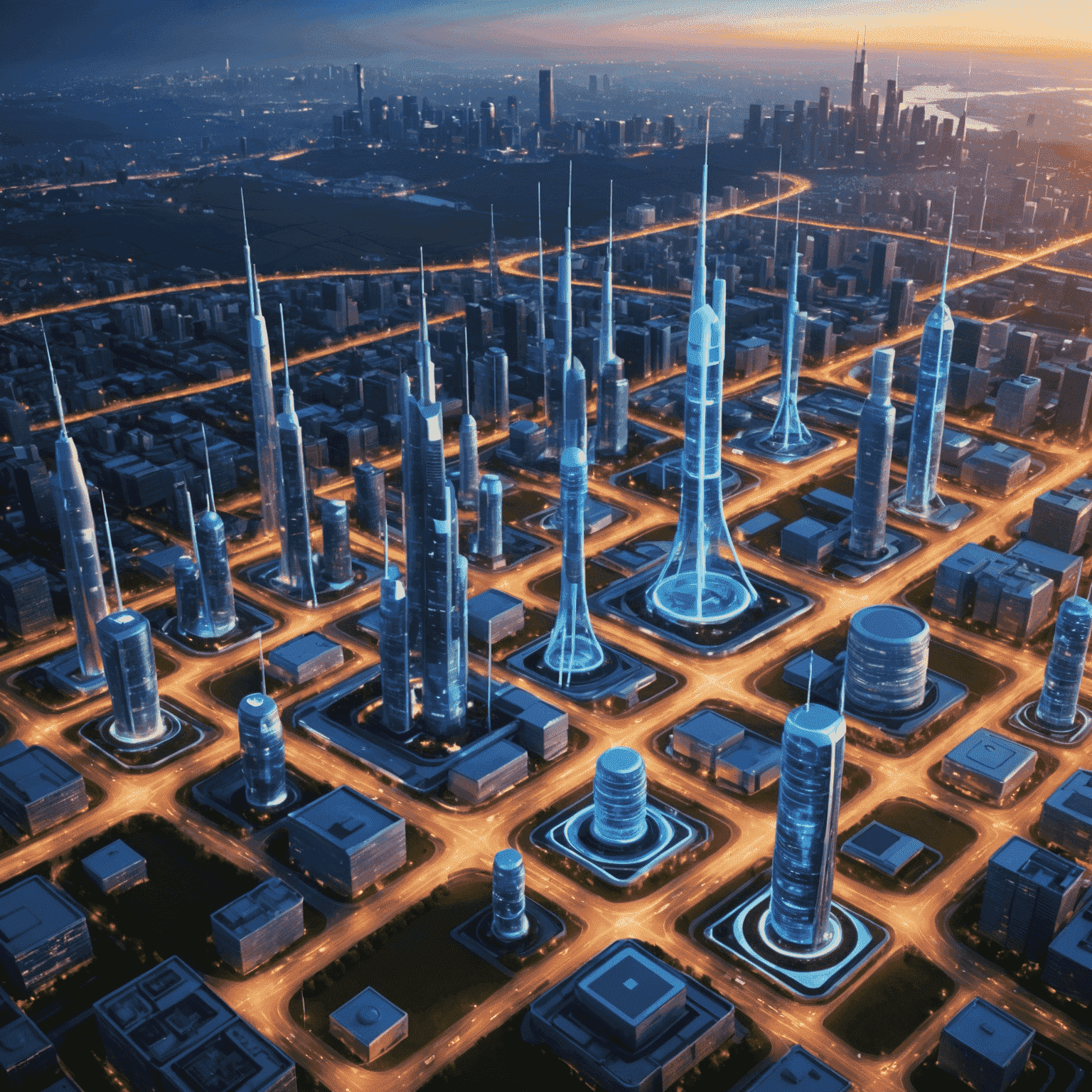 صورة توضيحية لتقنية الجيل الخامس 5G، تظهر أبراج اتصالات متطورة وأجهزة ذكية متصلة بشبكة عالية السرعة